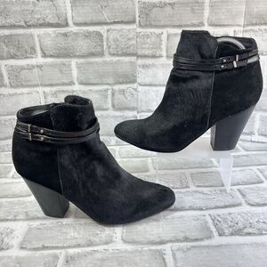 Hal Rubenstein Women's Size 9 Black Leather Calf Hair Ankle Boot Bootie